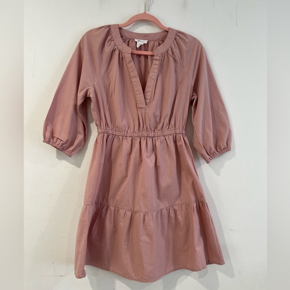 Japna   Mauve  puff sleeve open v-neck loose spring summer Dress S